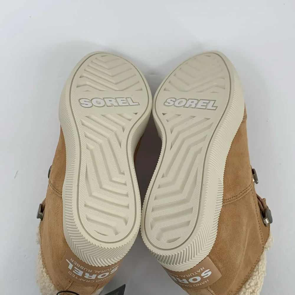 Sorel Out n About Cozy hidden wedge boot suede hiking shearling winter tan new 8